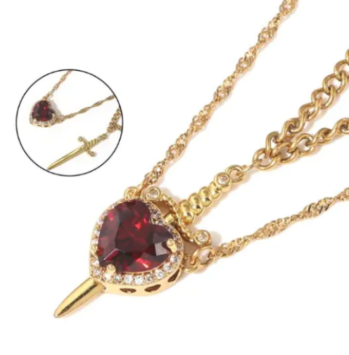 Sophia Heart & Sword Layered Necklace (One Set)