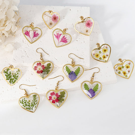 Heart flower earrings