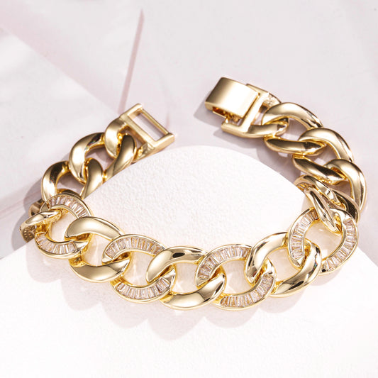 Cuban link bracelet set