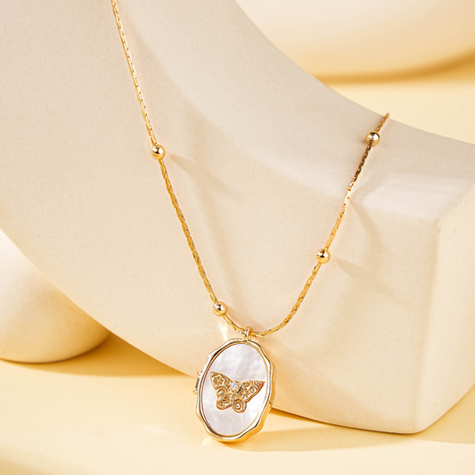 Butterfly locket necklace