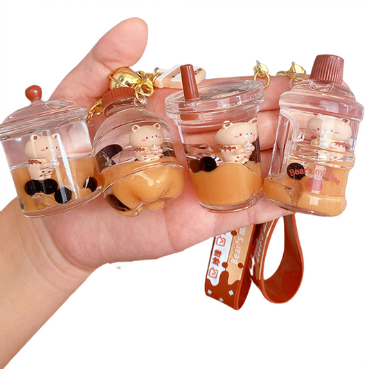 Boba milk tea key chain