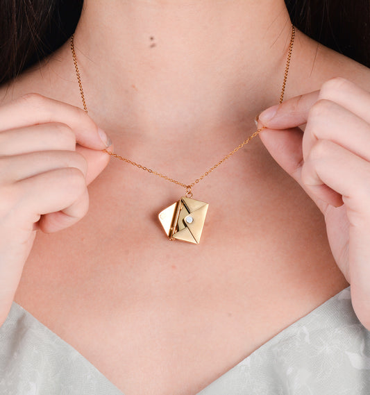 envelope locket necklace