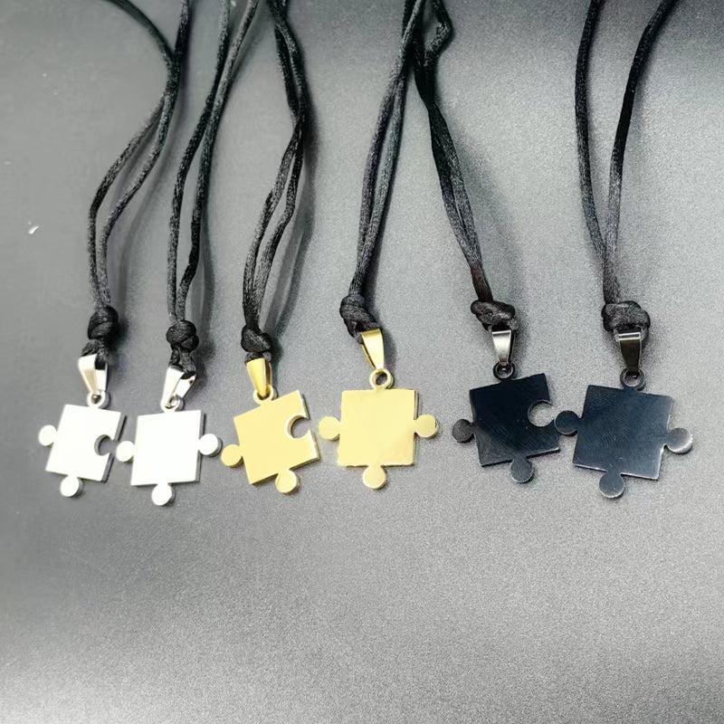Puzzle piece necklace for two