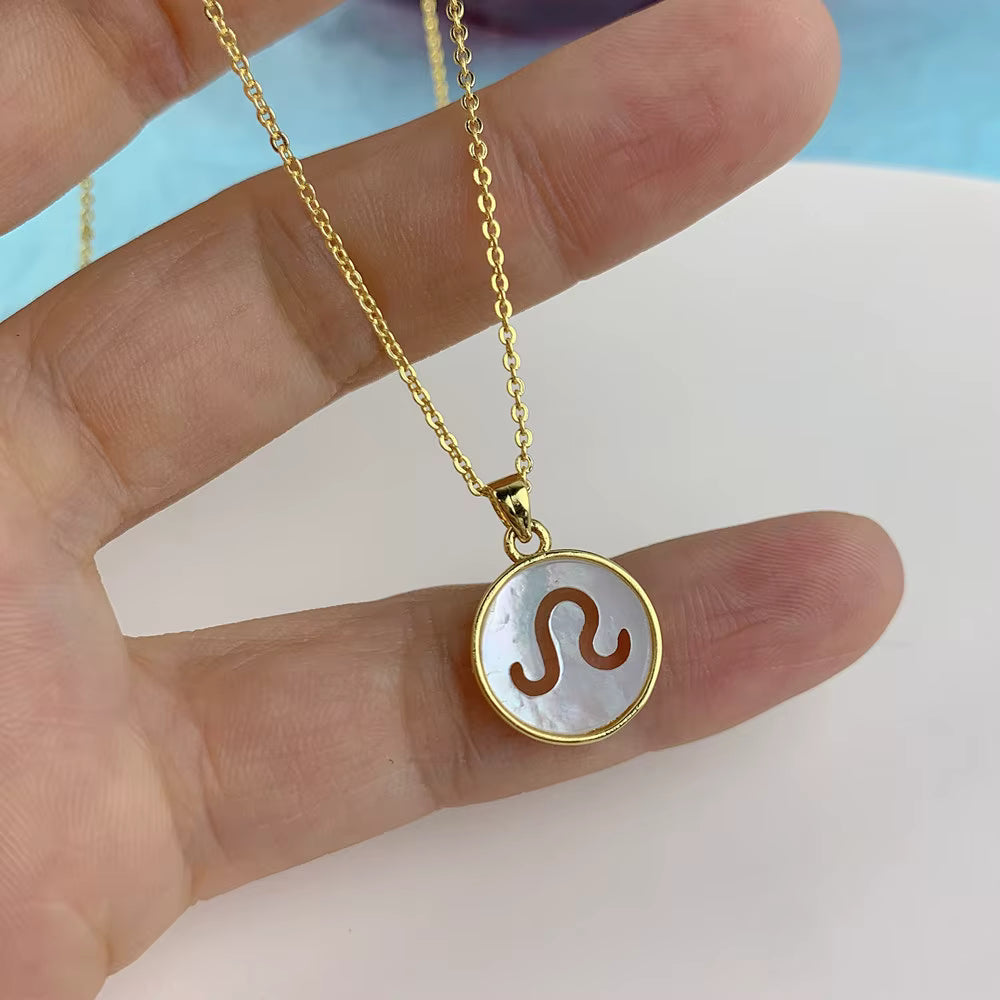 Pearl holographic horoscope necklaces
