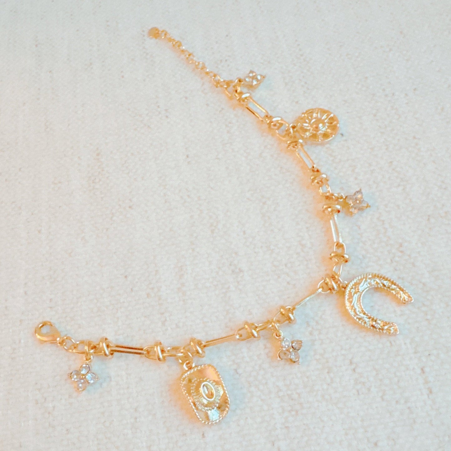 Horseshoe And Clover Multi Charm Bracelet