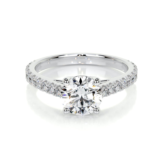 Round Brilliant Lab Grown Diamond Channel Setting Engagement Ring (F/VS) in 14K White Gold