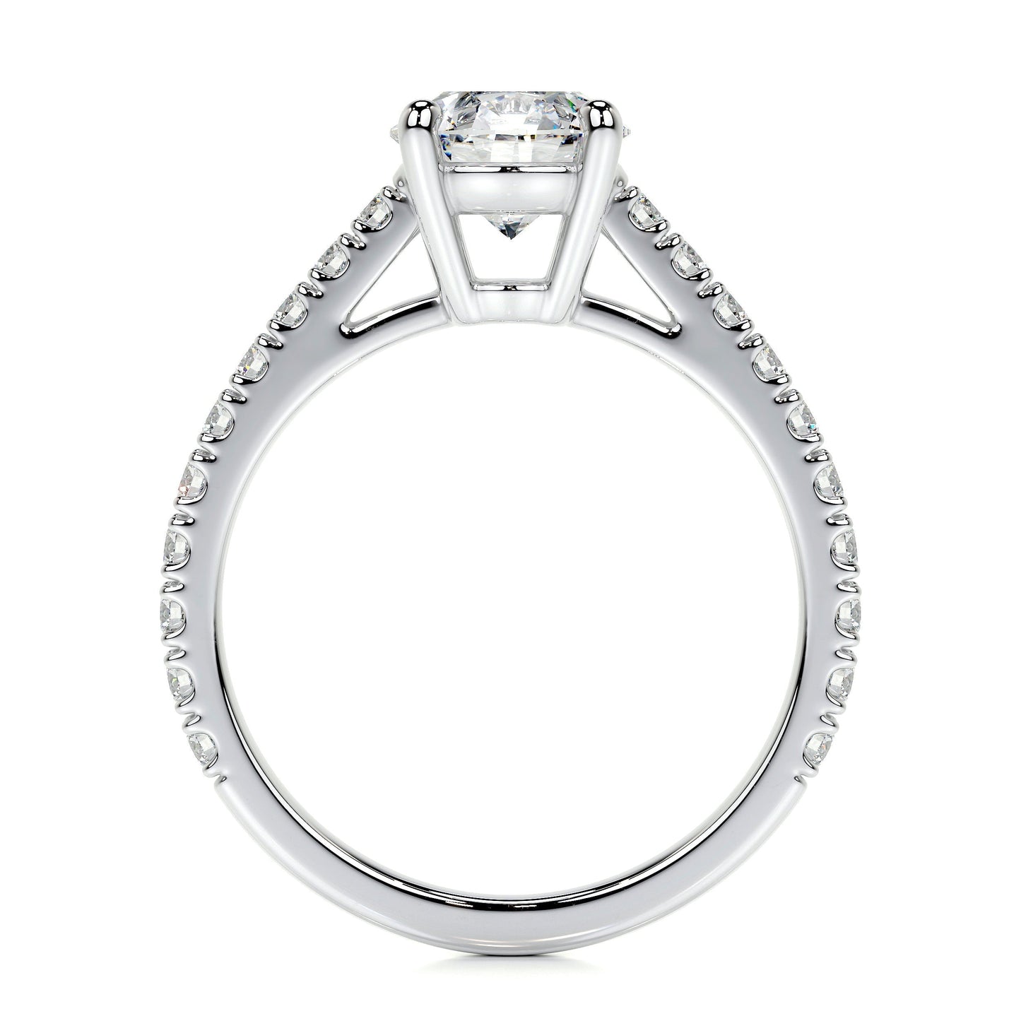 Round Brilliant Lab Grown Diamond Channel Setting Engagement Ring (F/VS) in 14K White Gold
