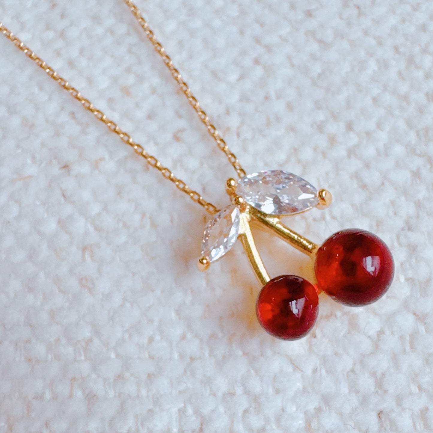 Jewel Cherry Pendant Necklace