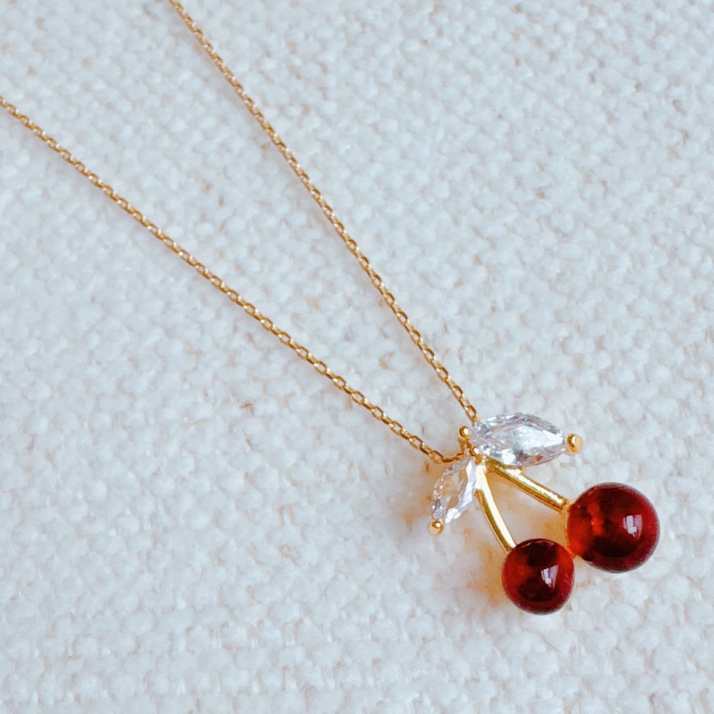 Jewel Cherry Pendant Necklace