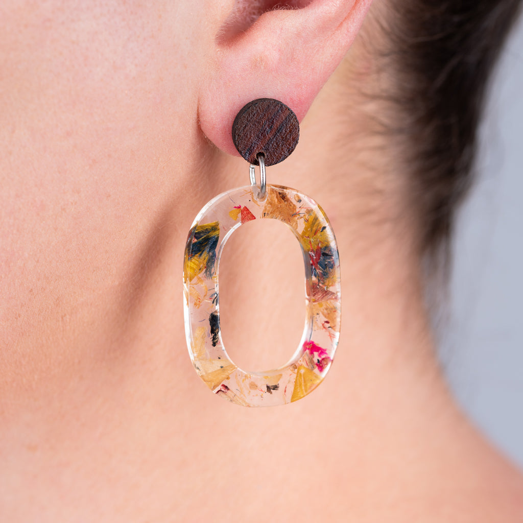 Opal Statement Recycled Skateboard & Resin Earrings