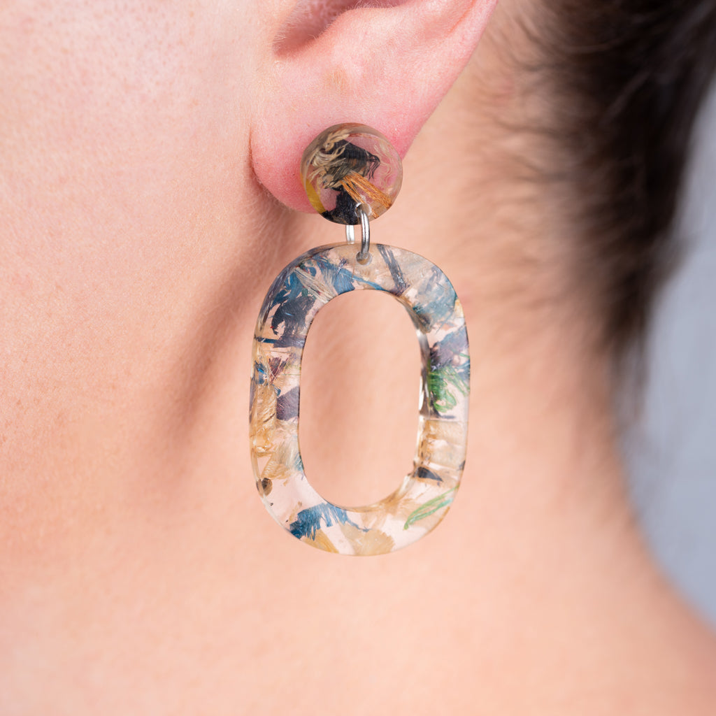 Opal Statement Recycled Skateboard & Resin Earrings