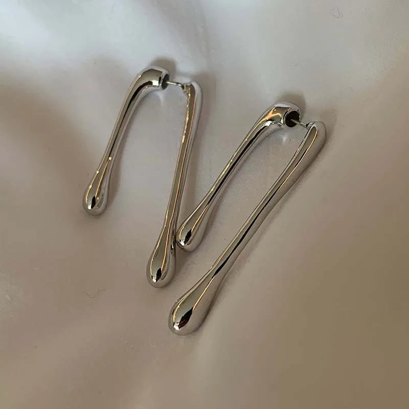 Fashion Metal Water Drop Long Pendant Earrings for Women Vintage Exaggerated Geometric Earrings Jewelry Party Gifts