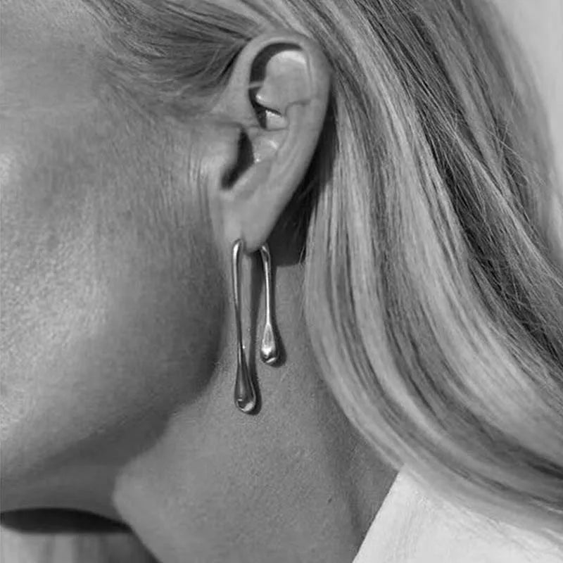 Fashion Metal Water Drop Long Pendant Earrings for Women Vintage Exaggerated Geometric Earrings Jewelry Party Gifts