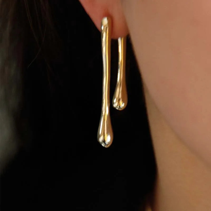 Fashion Metal Water Drop Long Pendant Earrings for Women Vintage Exaggerated Geometric Earrings Jewelry Party Gifts