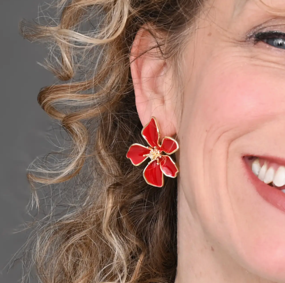 Bloom Earrings in Red