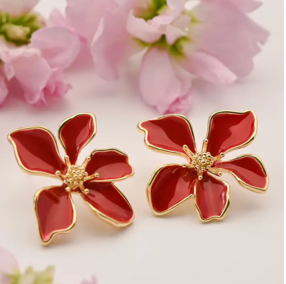 Bloom Earrings in Red