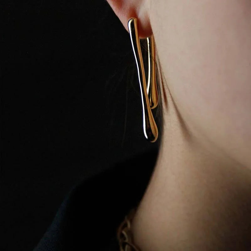 Fashion Metal Water Drop Long Pendant Earrings for Women Vintage Exaggerated Geometric Earrings Jewelry Party Gifts