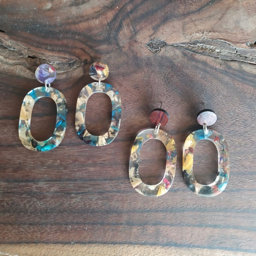 Opal Statement Recycled Skateboard & Resin Earrings