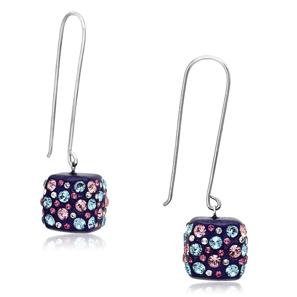 VL089 - High polished (no plating) Stainless Steel Earrings with Top